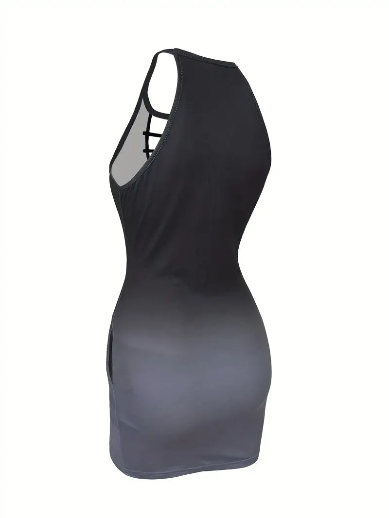 Cutout Gradient Halter Neck Dress